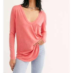 NWT Free People Betty Long Sleeve Coral top